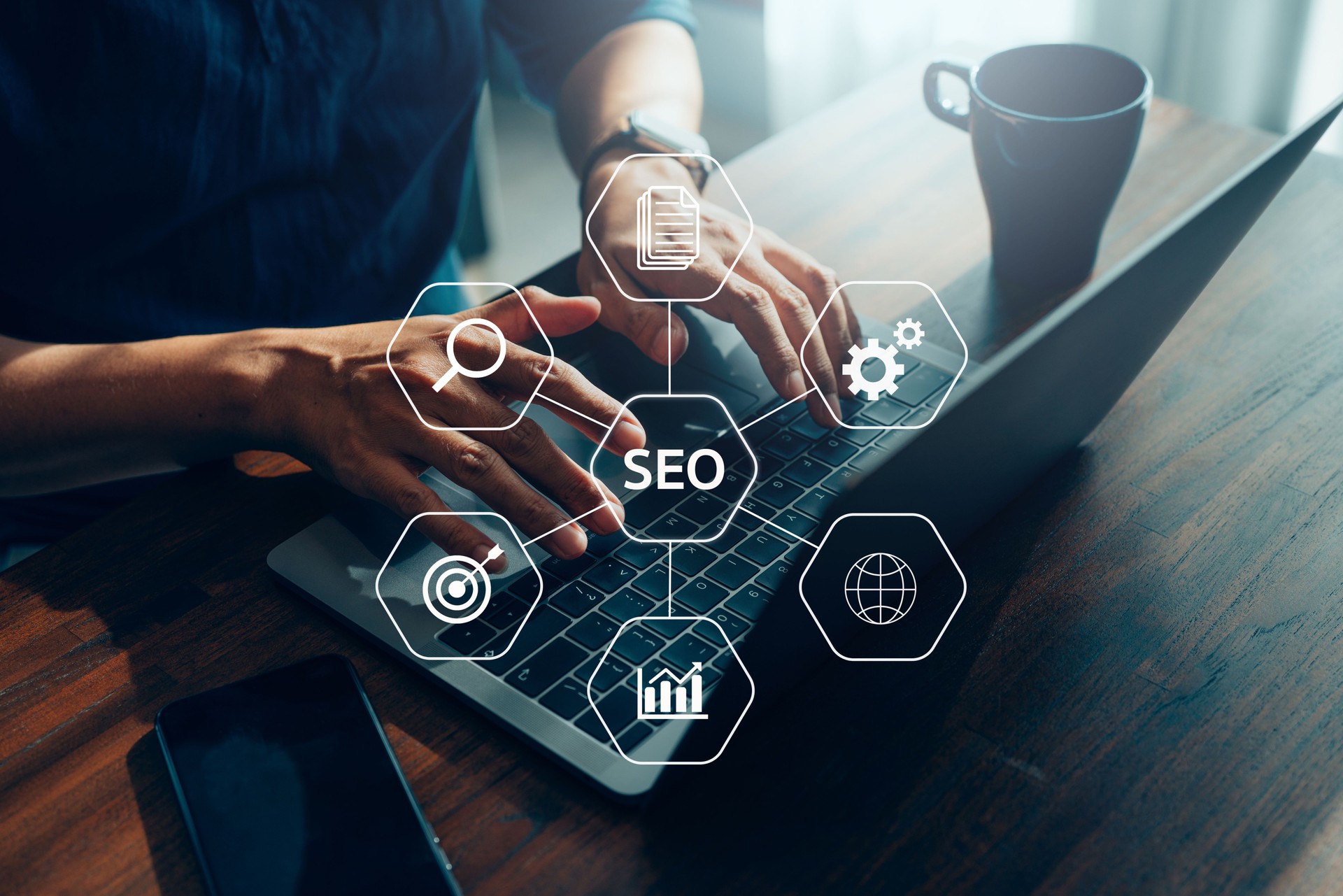 SEO search engine optimization concept diagram with icon.